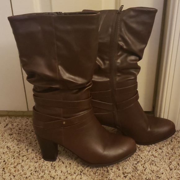dark brown slouch boots
